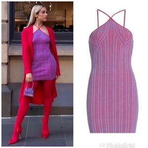 NEW Anna Quan Tanesha Ribbed Mini Dress Electric Size 2 XS